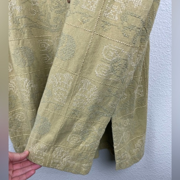 FREE PEOPLE Women's XS Yin To My Yang Tunic Top Button Down Shirt Dress Tan - Picture 10 of 16